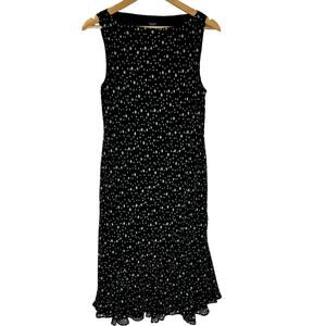 Chaps Ralph Lauren Black Polka Dot Sheer Midi Dress - Size 14 - Midi